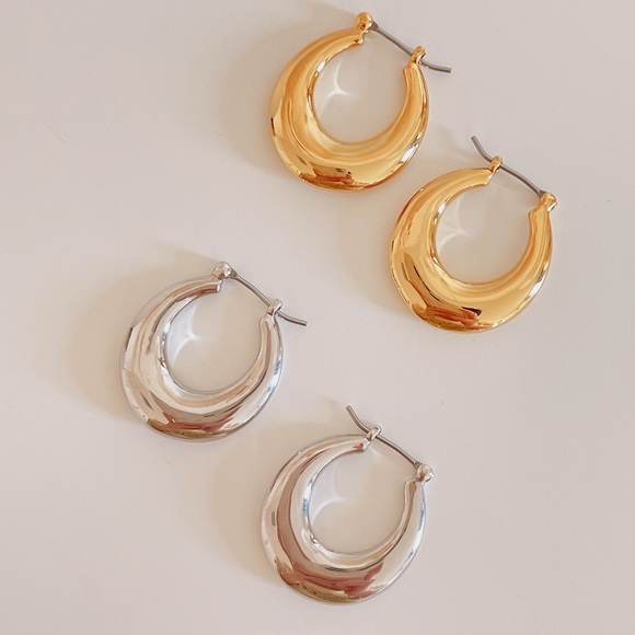 18K gold plated oval waterdrop earrings - Picture 3 of 10